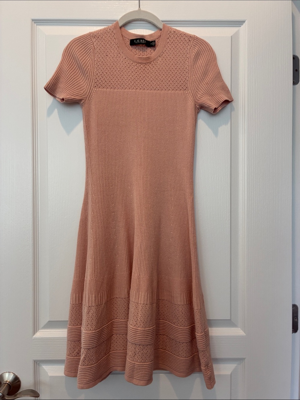 Lauren Ralph Lauren Blush Pink Knit Fit-and-Flare Dress